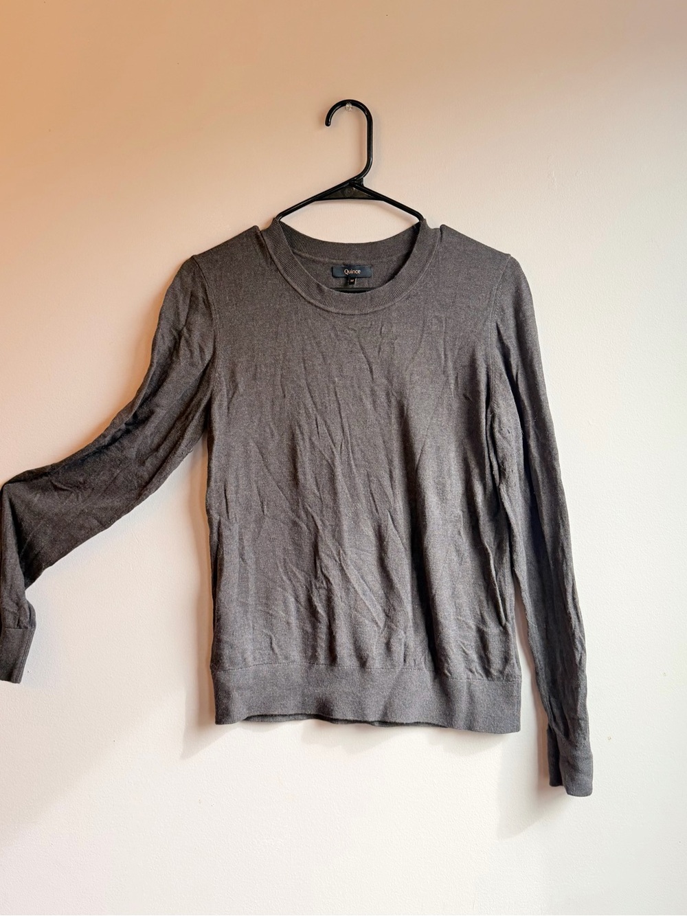 Quince Cashmere Crewneck Sweater in Brown/Gray